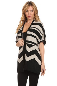 Women's Striped Chevron Cardigan Poncho style 3