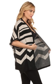 Women's Striped Chevron Cardigan Poncho style 4