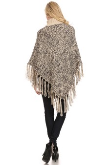 Women's Turtleneck Heather Knit Poncho style 2