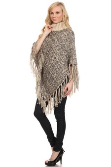 Women's Turtleneck Heather Knit Poncho style 3