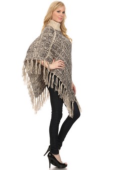 Women's Turtleneck Heather Knit Poncho style 4