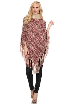 Women's Turtleneck Heather Knit Poncho style 3