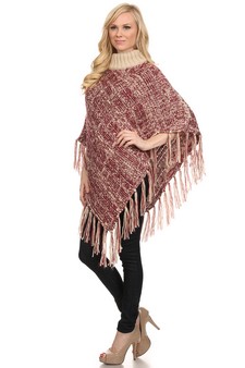 Women's Turtleneck Heather Knit Poncho style 4