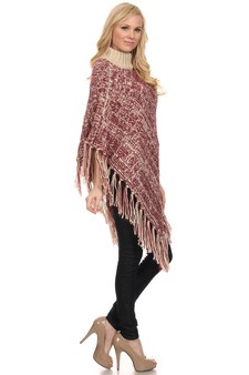 Women's Turtleneck Heather Knit Poncho style 5