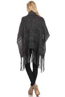 Women's Twist Knit Fringed Hem Poncho style 5