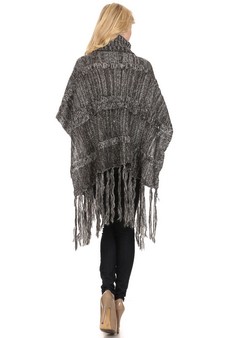 Women's Twist Knit Fringed Hem Poncho style 2