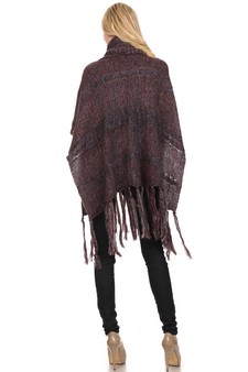 Women's Twist Knit Fringed Hem Poncho style 2