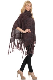 Women's Twist Knit Fringed Hem Poncho style 4