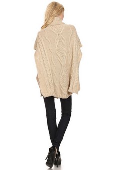 Women's Turtleneck Chunky Knit Poncho style 2