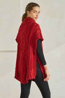 Women's Turtleneck Chunky Knit Poncho style 4