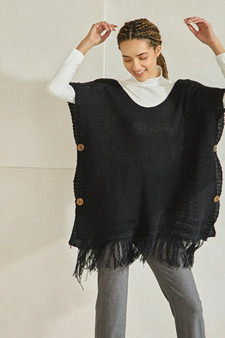 Women's Short Sleeve Fringe Poncho style 2