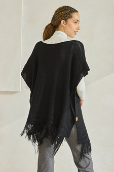 Women's Short Sleeve Fringe Poncho style 4