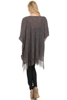 Women's Short Sleeve Fringe Poncho style 2