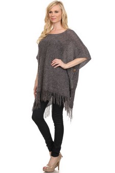 Women's Short Sleeve Fringe Poncho style 4