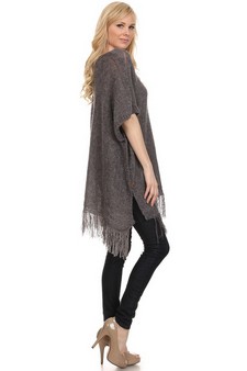 Women's Short Sleeve Fringe Poncho style 5