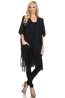 Women's Short Sleeve Oversized Cardigan Poncho style 2