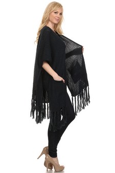 Women's Short Sleeve Oversized Cardigan Poncho style 4