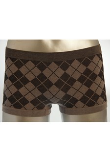WOMENS SEAMLESS COTTON BLEND ARGYLE BOY SHORTS style 3