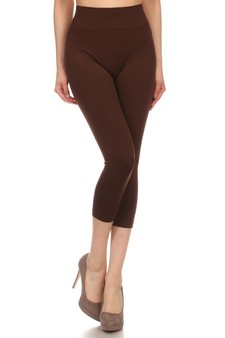 Lady's Solid Color Seamless Capri Legging style 2