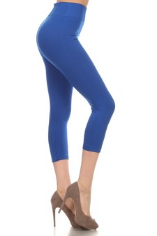 Lady's Solid Color Seamless Capri Legging style 2