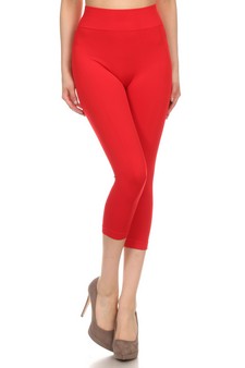 Lady's Solid Color Seamless Capri Legging style 2