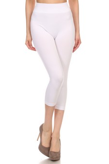 Lady's Solid Color Seamless Capri Legging style 2