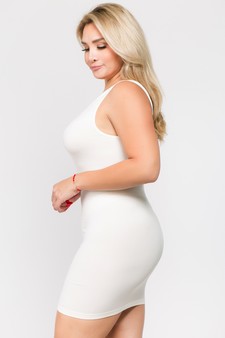 Women's Seamless Long Tank Slip Dress White Color style 3