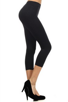 New Yelete Lady's Solid Color Nylon Seamless Leggings (Black
