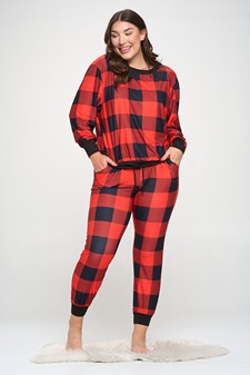 Women’s Decked Out In Plaid Christmas Loungewear Set style 4