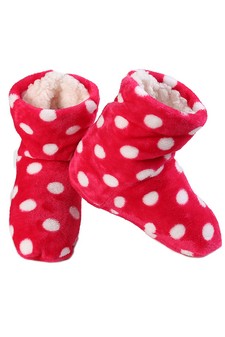 Women Indoor Polka Dot Plush Slipper Boots style 2