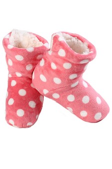 Women Indoor Polka Dot Plush Slipper Boots