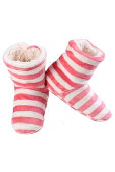 Women Indoor Stripe Print Slipper Boots style 2