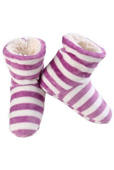 Women Indoor Stripe Print Slipper Boots style 3