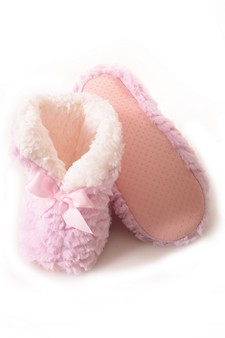 Women's Satin Bow Foldable Faux Sherpa Slipper Booties style 2