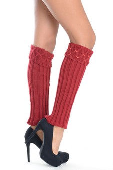 Lady's Ace with Colored Rhinestones and Raised Pattern Fashion Designed Leg Warmer style 2