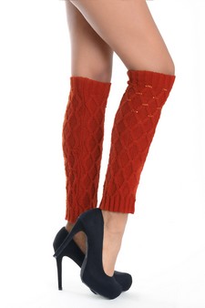 Lady's Kimora w/ Rhinestones and Raised Pattern Fashion Designed Leg Warmer style 4