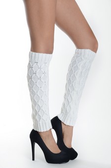 Lady's Kimora w/ Rhinestones and Raised Pattern Fashion Designed Leg Warmer style 6