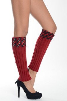 Lady's Genuine w/ Rhinestones and Rasied Pattern Fashion Designed Leg Warmer style 4