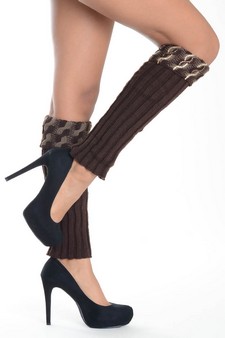 Lady's Genuine w/ Rhinestones and Rasied Pattern Fashion Designed Leg Warmer style 5