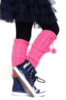 Kid's Bow Tie Cable Knit Leg Warmer style 4