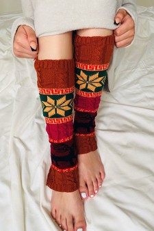 Women's Reindeer Snowflake Pattern Leg Warmers style 2