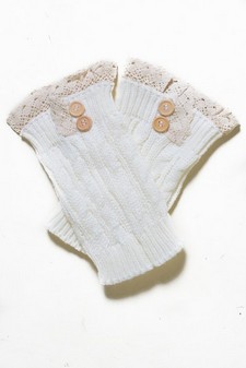(Mix) Short Boot Covers with Crochet Lace and buttons style 3