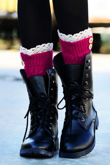 (Mix) Short Boot Covers with Crochet Lace and buttons style 9