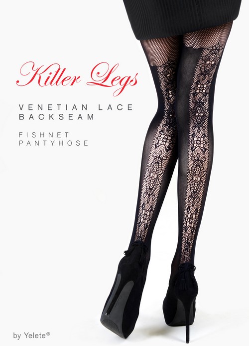 KILLER LEGS Lady's Venetian Lace Backseam Fishnets - Wholesale - Yelete.com