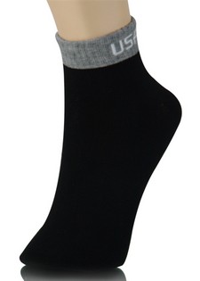 USA CONTRAST BANDING ANKLE CUT SOCKS style 2
