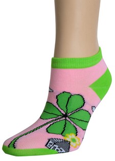 3 Pair Pack Low Cut Four Leaf Cloverville Design Spandex Socks style 5
