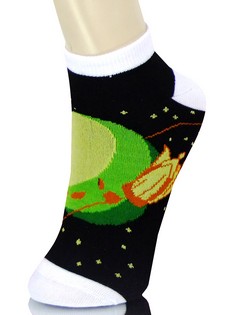 SPACE SHIP IN OUTER SPACE LOW CUT SOCKS style 2
