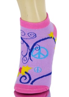 PEACE SIGN AND SWIRLY HEART LOW CUT SOCKS style 4