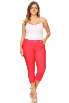 Women's Classic Solid Capri Jeggings (XXL only) style 4