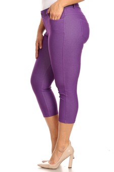 Women's Classic Solid Capri Jeggings (XXXL only) style 2